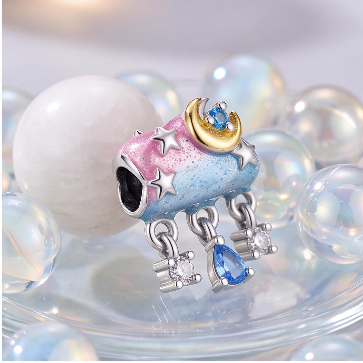 Moon Cloud Charm, sterling silver bead charm, photo 7