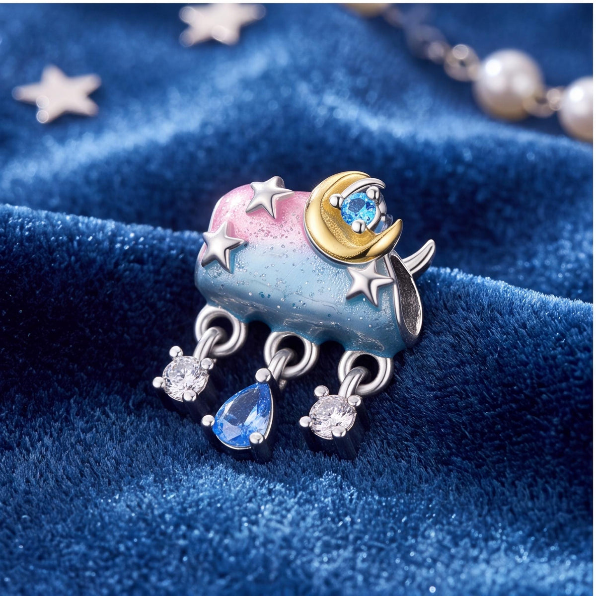 Moon Cloud Charm styled as a gift