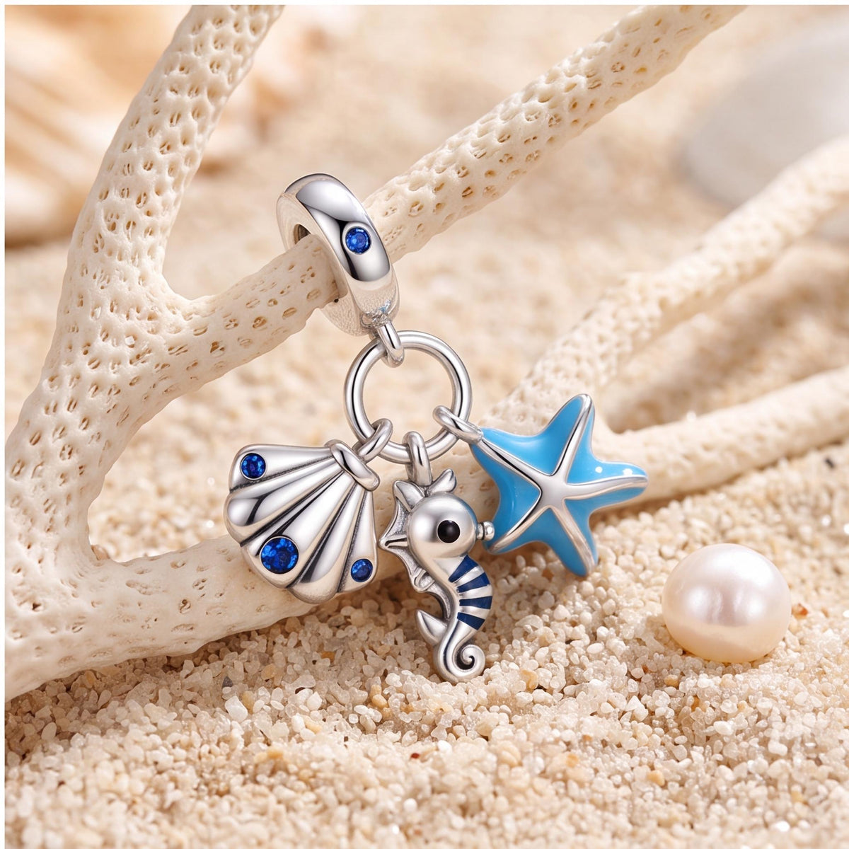 Ocean Trio Dangle Charm, sterling silver dangle charm, photo 7