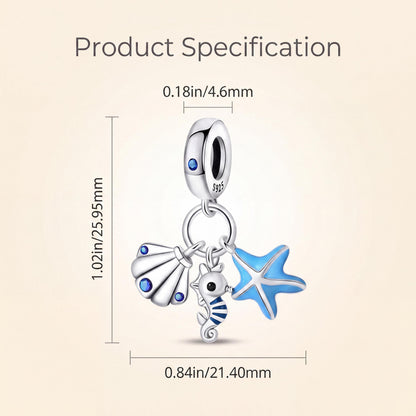 Ocean Trio Dangle Charm size and details