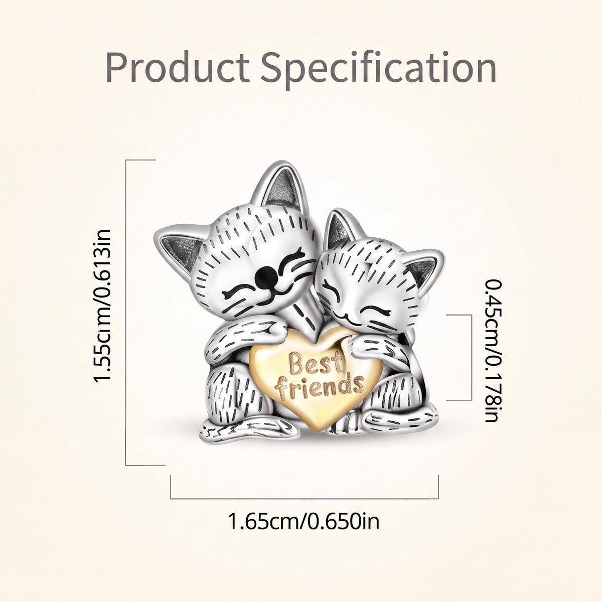 Best Friends Cat Charm size and details