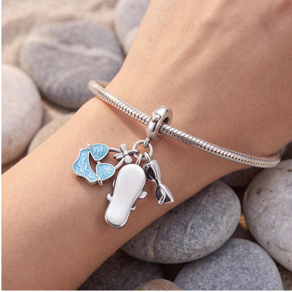 Summer Beach Dangle Charm close-up on a bracelet