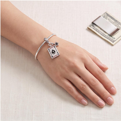 Ace of Spades Charm worn on a charm bracelet