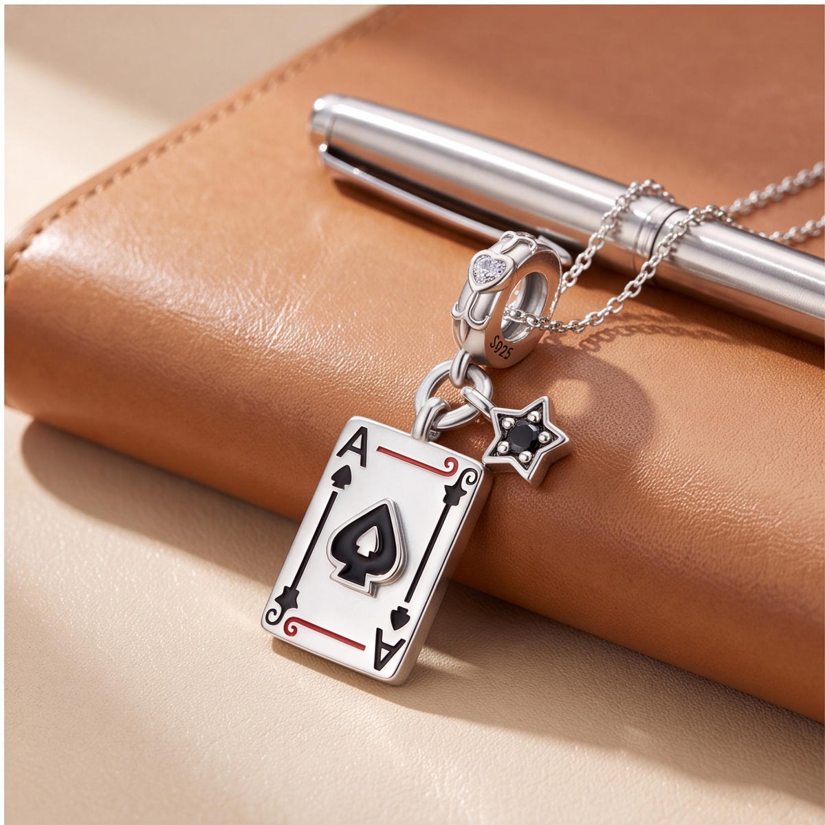 Ace of Spades Charm styled as a gift