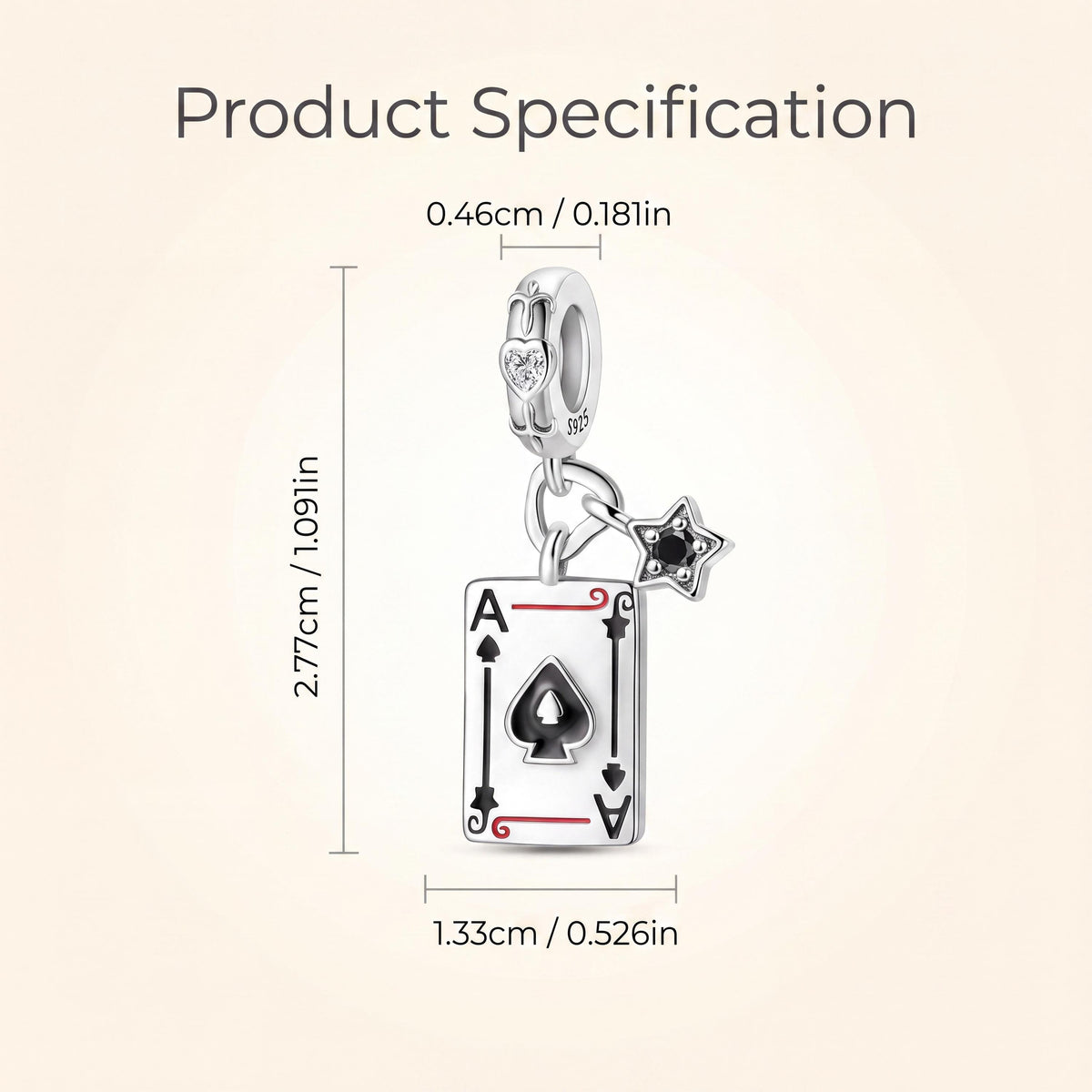 Ace of Spades Charm size and details