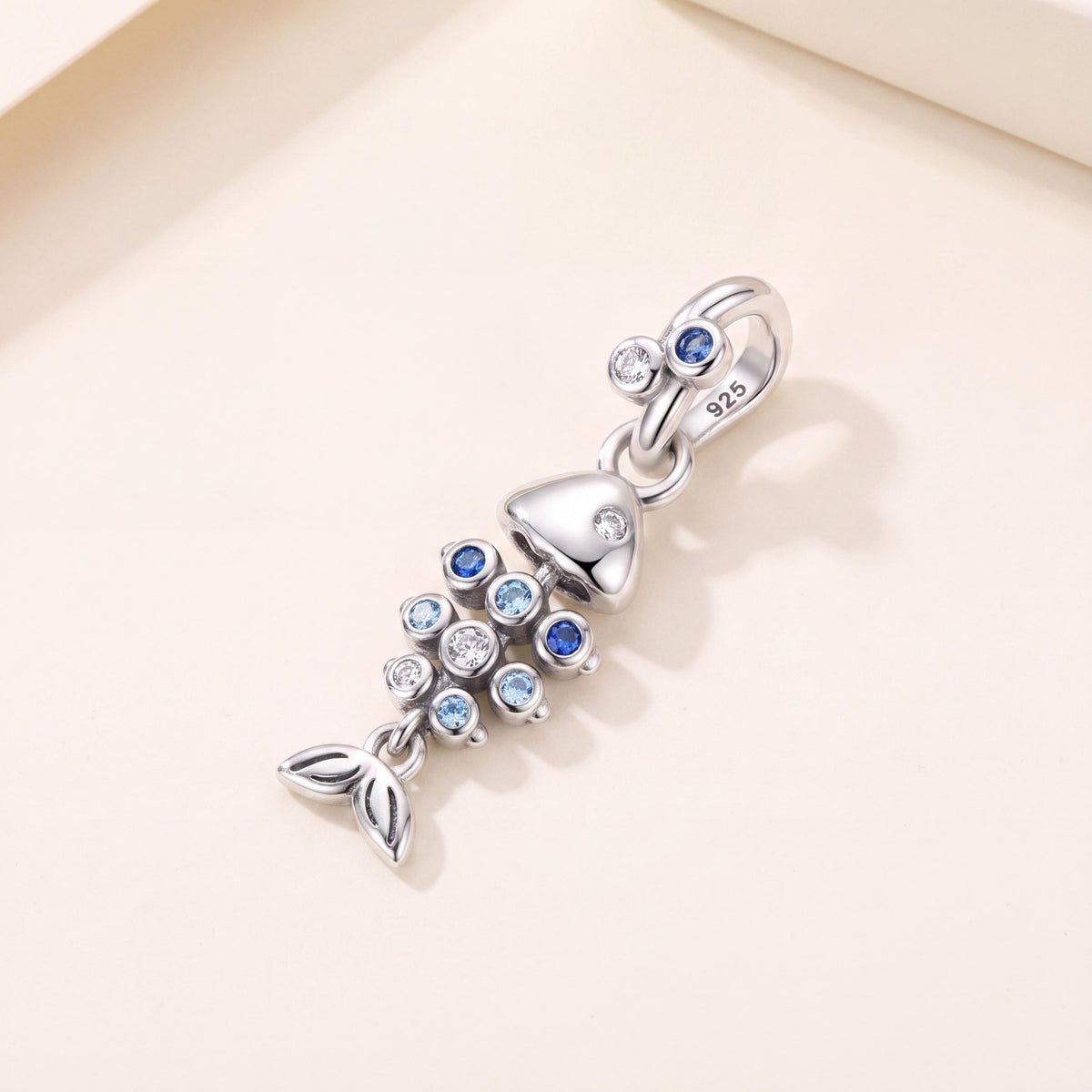Koi Fish Dangle in 925 sterling silver with sparkling stones, fits European-style charm bracelets