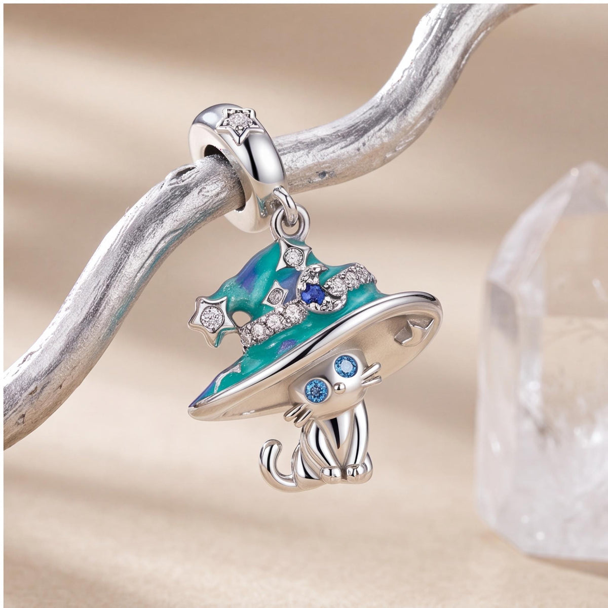 Witch Cat Dangle Charm, sterling silver dangle charm, photo 8