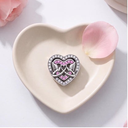 Love Doves Heart Bead, sterling silver bead charm, photo 7