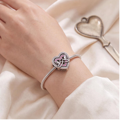 Love Doves Heart Bead close-up on a bracelet
