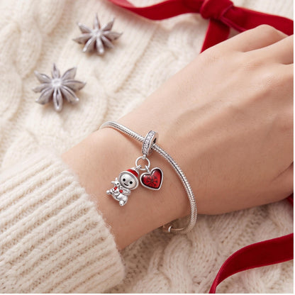 Snowman Heart Dangle, sterling silver dangle charm, photo 8