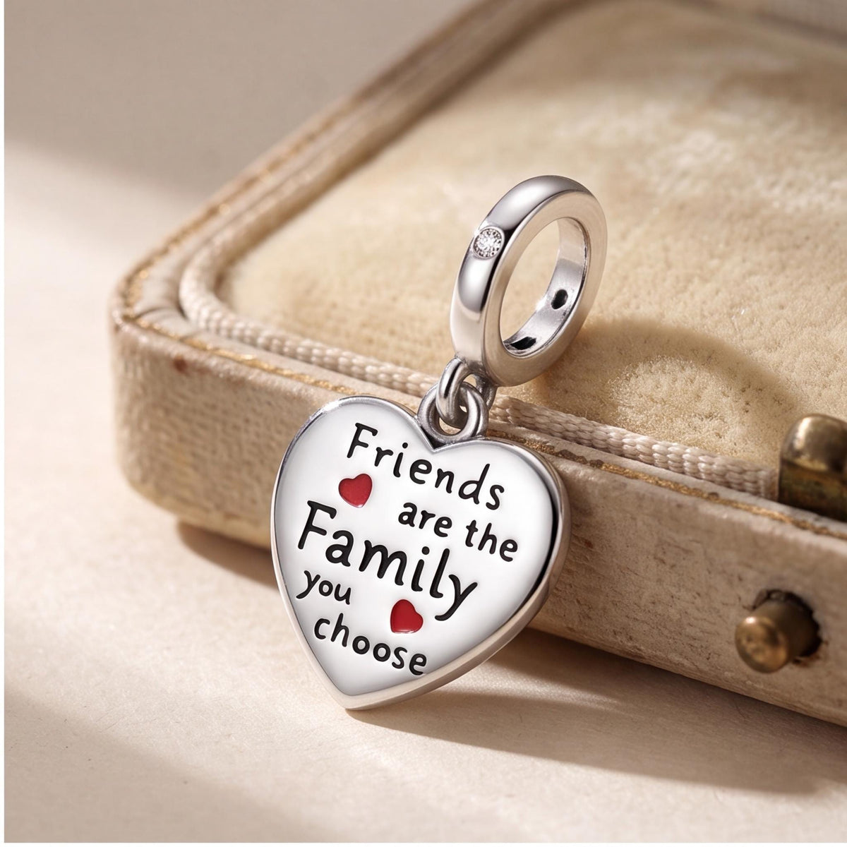 Friends Heart Dangle on a silver charm bracelet