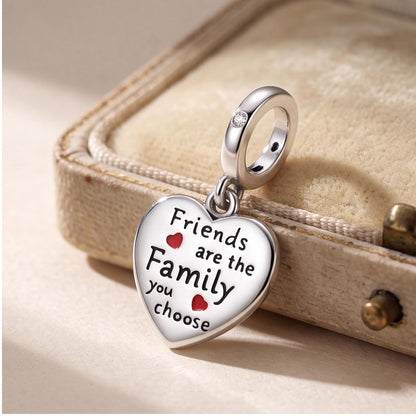 Friends Heart Dangle on a silver charm bracelet