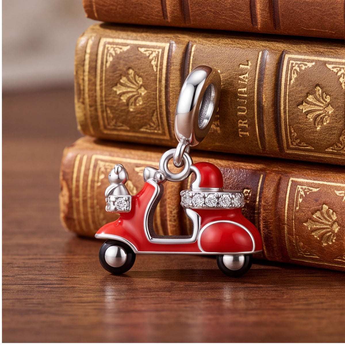 Red Scooter Dangle styled as a gift