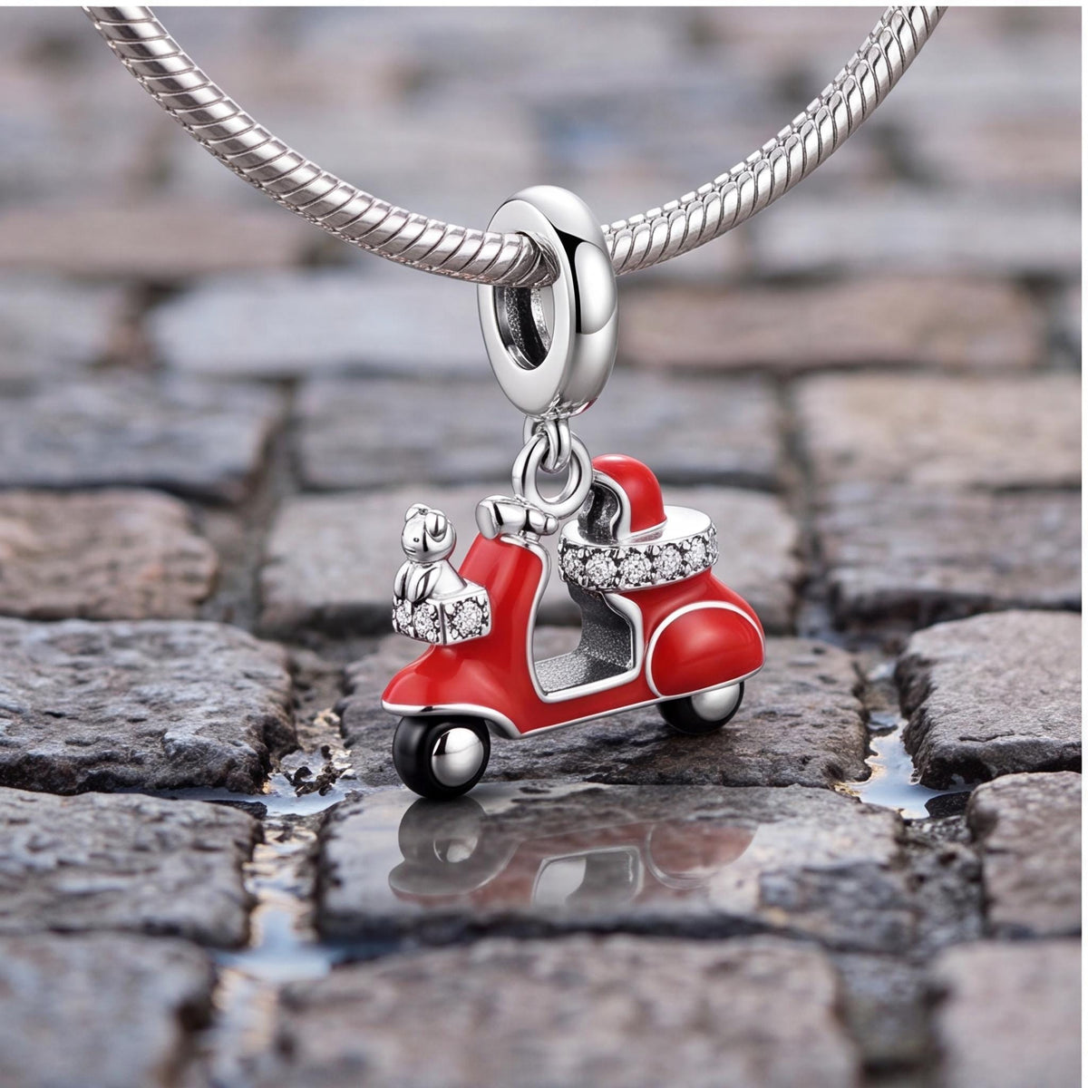 Red Scooter Dangle, sterling silver dangle charm, photo 9