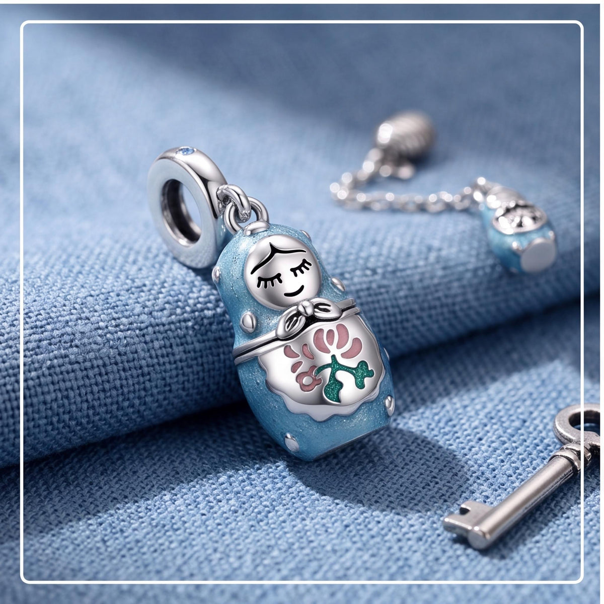 Nesting Doll Dangle on a silver charm bracelet