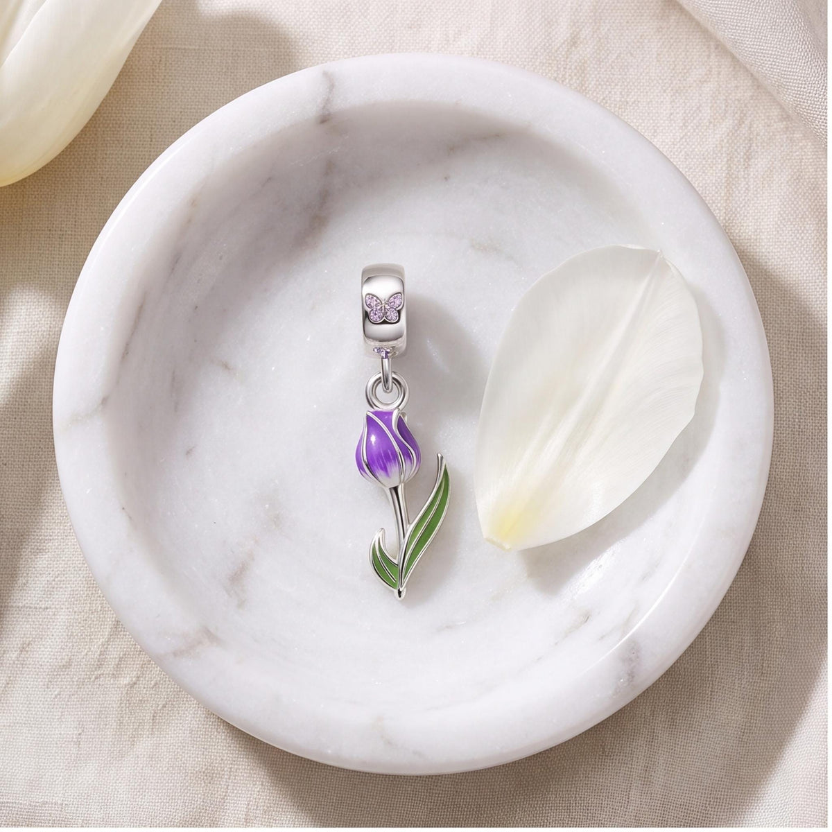 Purple Tulip Dangle, sterling silver dangle charm, photo 7