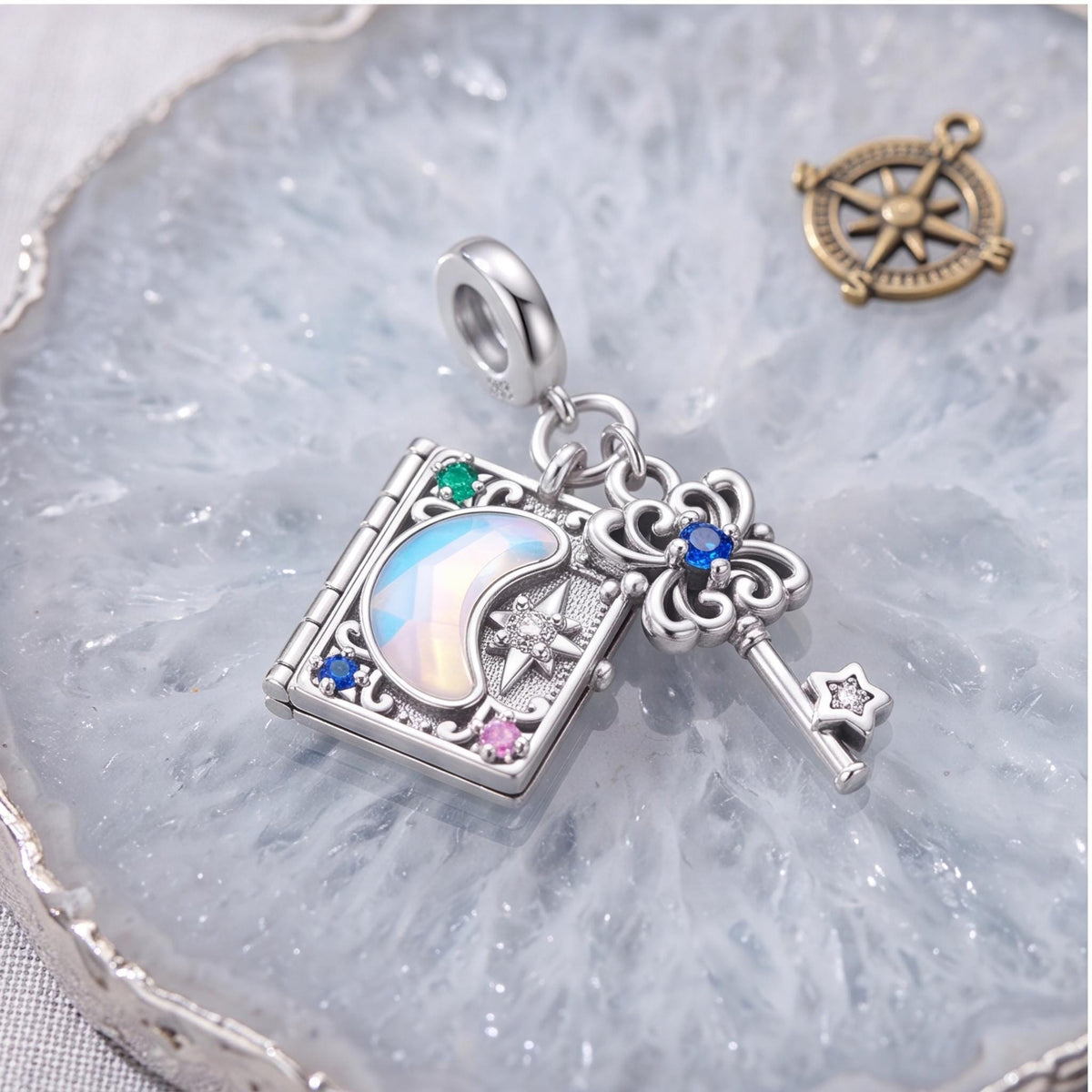 Magic Book Key Dangle styled as a gift