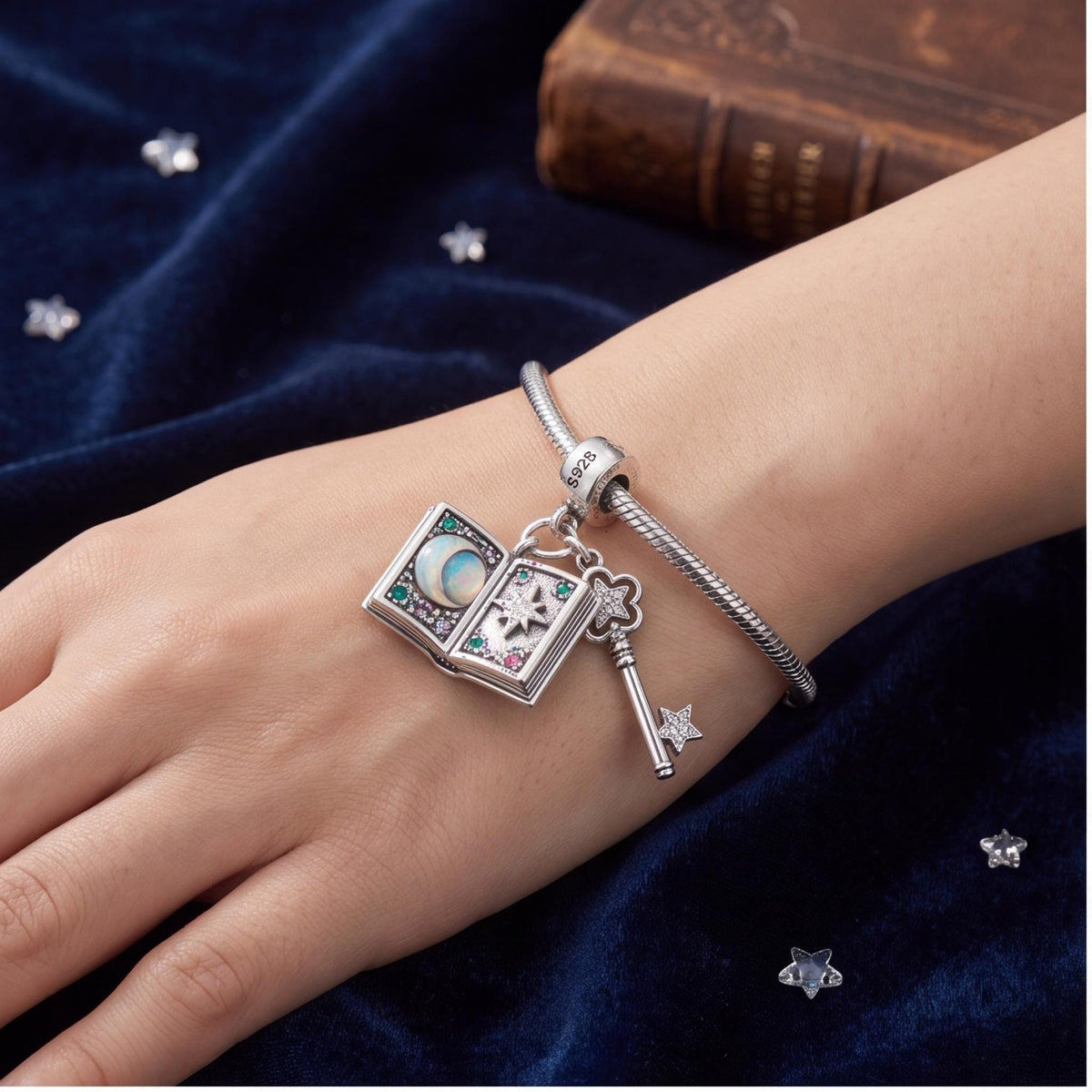 Magic Book Key Dangle, sterling silver dangle charm, photo 8