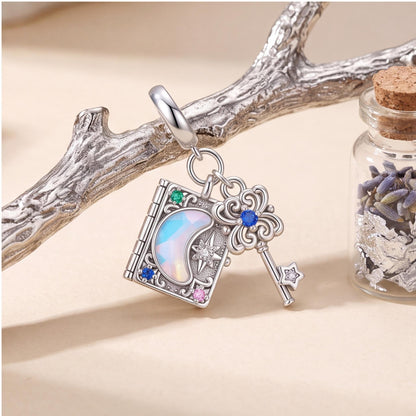 Magic Book Key Dangle, sterling silver dangle charm, photo 9