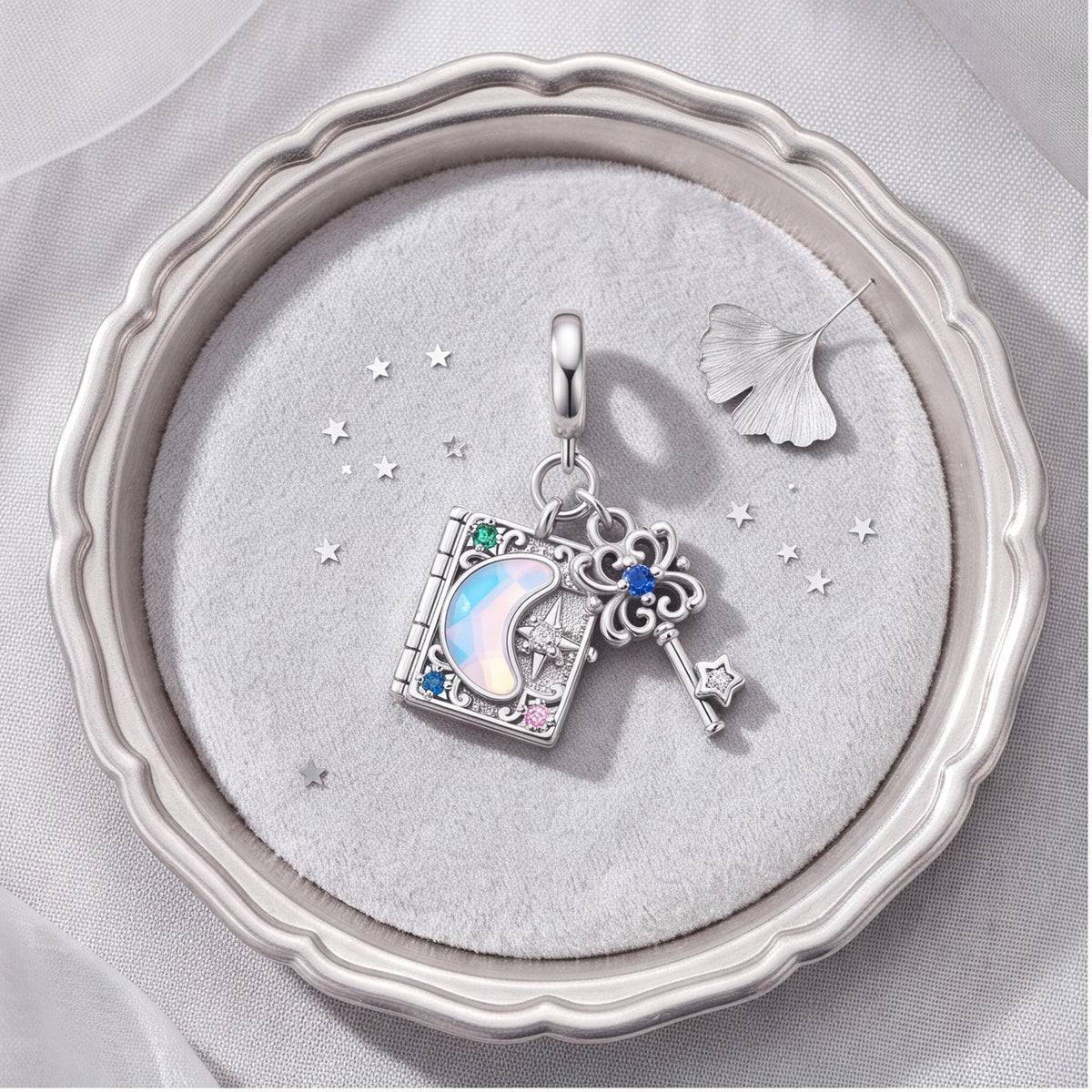 Magic Book Key Dangle, sterling silver dangle charm, photo 7
