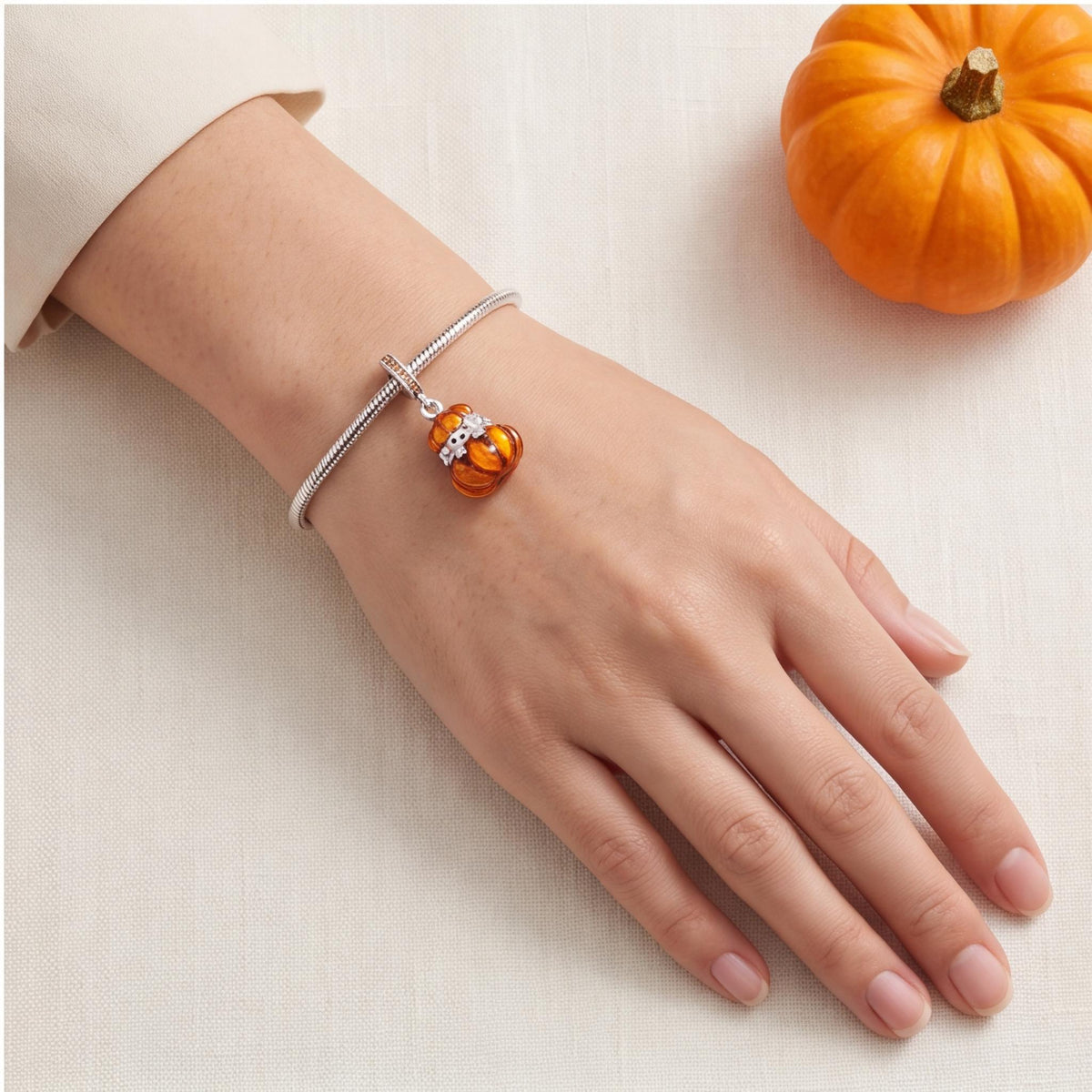 Pumpkin Hedgehog Charm, sterling silver dangle charm, photo 8