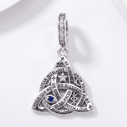 Trinity Knot Charm in 925 sterling silver with sparkling stones, fits European-style charm bracelets