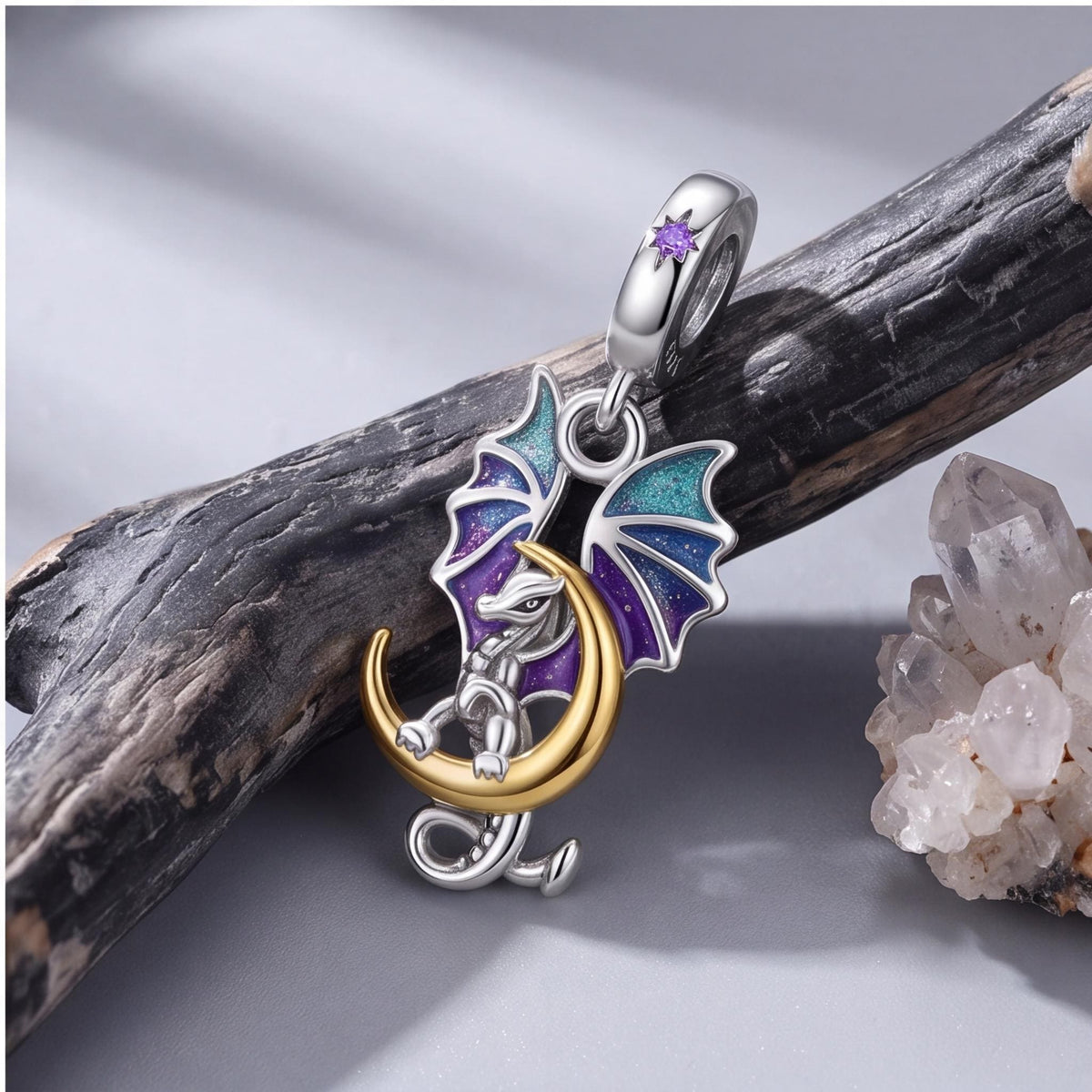 Dragon Moon Charm styled as a gift