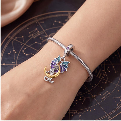 Dragon Moon Charm close-up on a bracelet