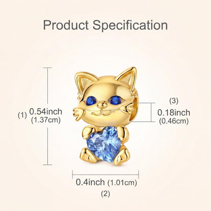 Cat Holding Heart Charm size and details