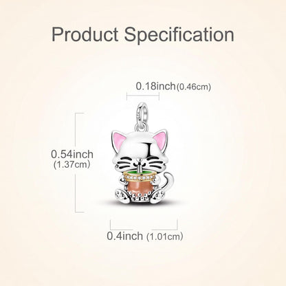 Cat Bubble Tea Charm size and details