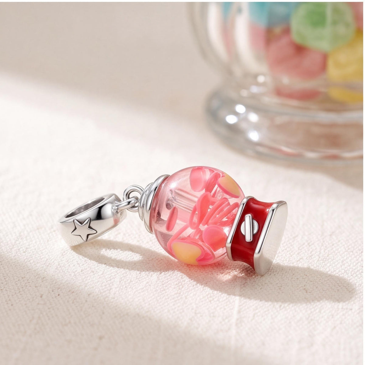 Gumball Machine Charm on a silver charm bracelet
