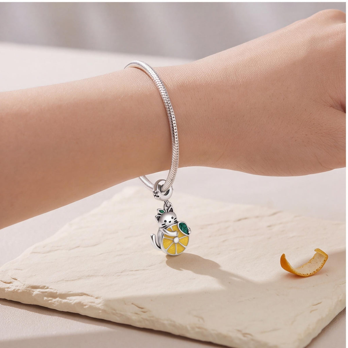 Cat Lemon Dangle Charm, sterling silver dangle charm, photo 8