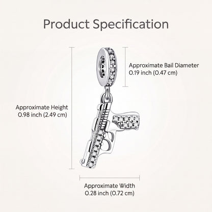 Gun Dangle Charm size and details