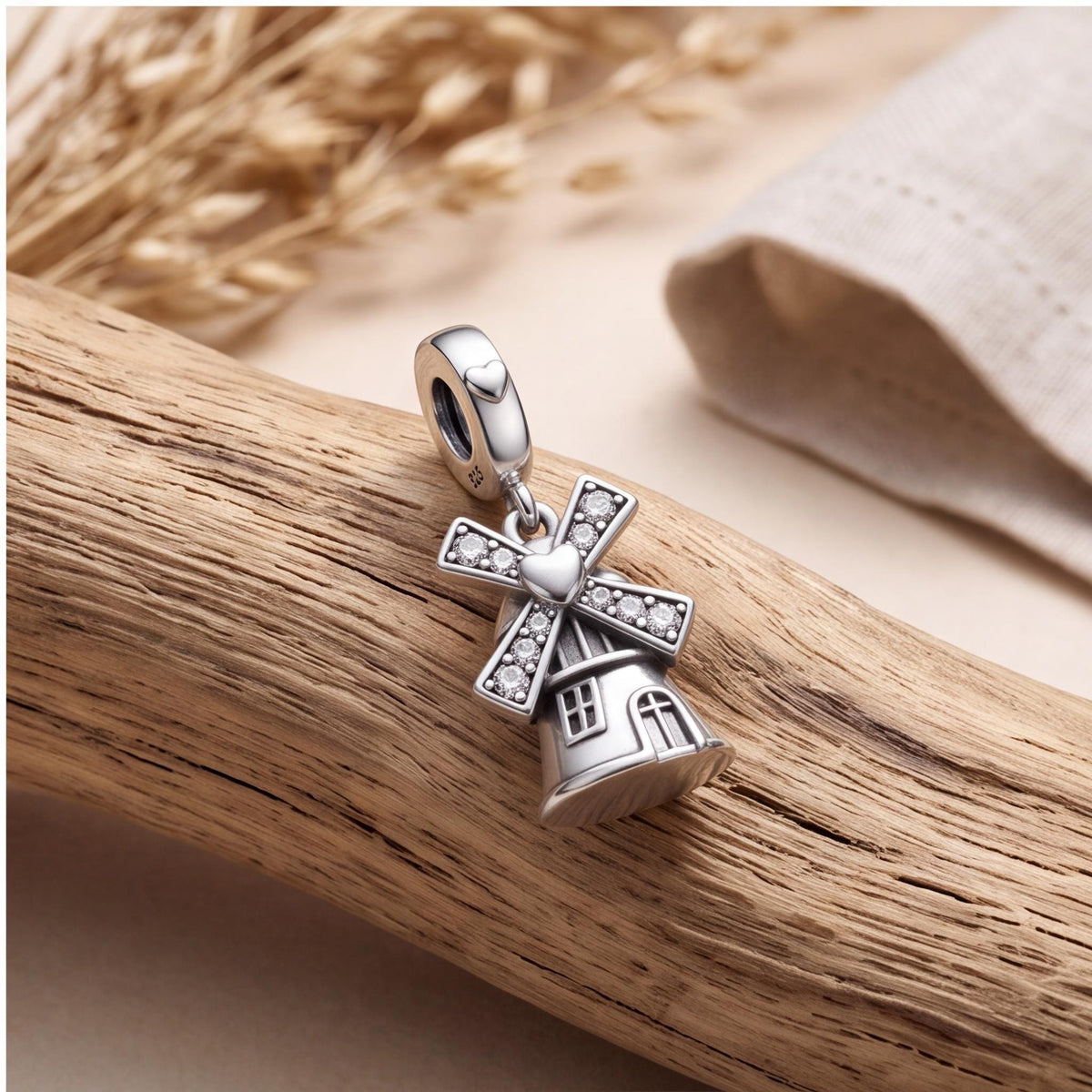 Dutch Windmill Charm, sterling silver dangle charm, photo 7