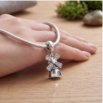 Dutch Windmill Charm, sterling silver dangle charm, photo 8