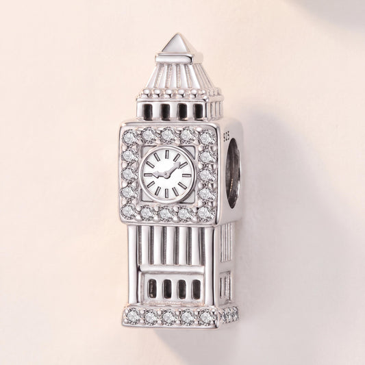 Big Ben Tower Charm in 925 sterling silver, fits European-style charm bracelets