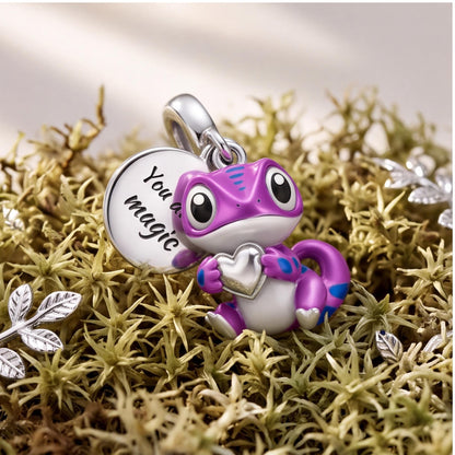 Magic Gecko Charm on a silver charm bracelet