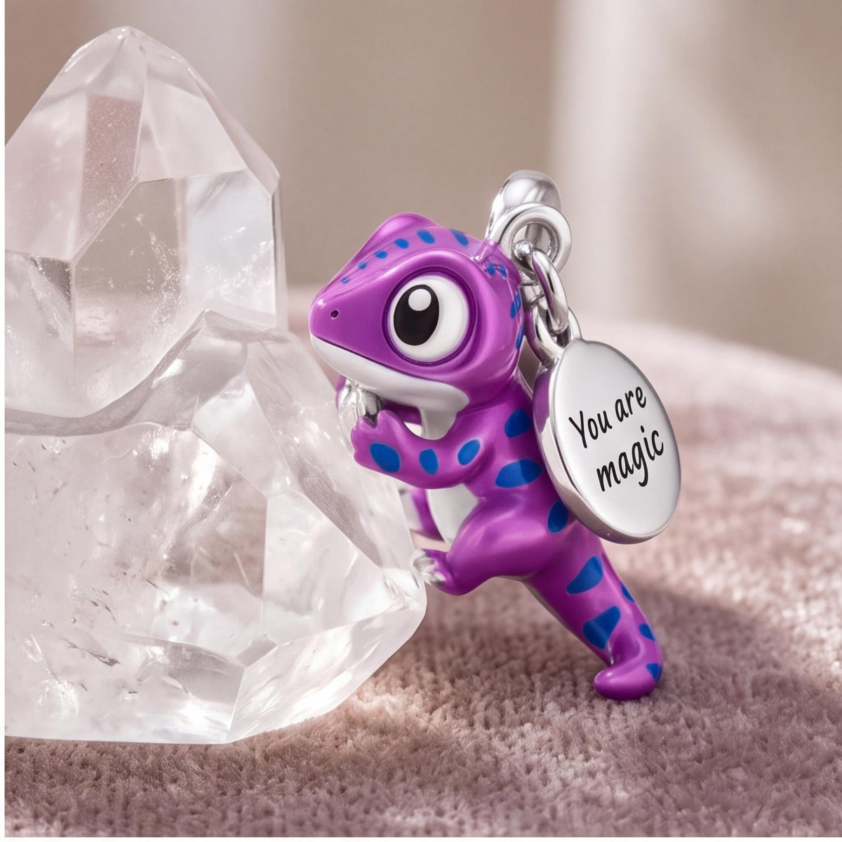 Magic Gecko Charm styled as a gift
