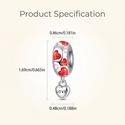 Red Enamel Love Heart Charm size and details