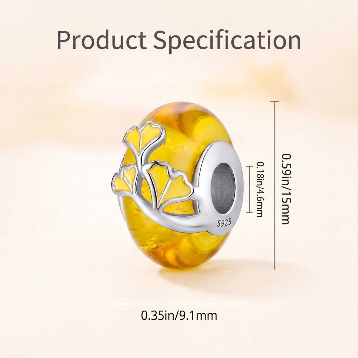 Ginkgo Leaf Bead size and details