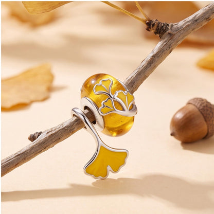 Ginkgo Leaf Bead, sterling silver bead charm, photo 7
