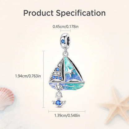 Blue Sailboat Charm size and details