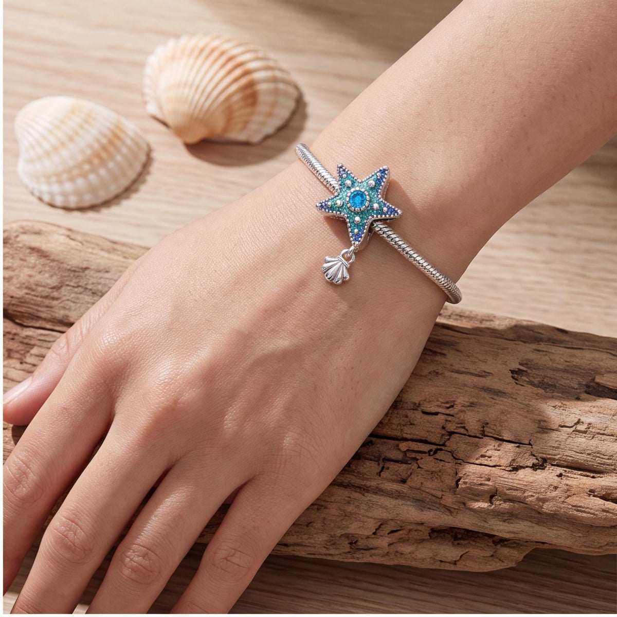 Blue Starfish Charm, sterling silver dangle charm, photo 8
