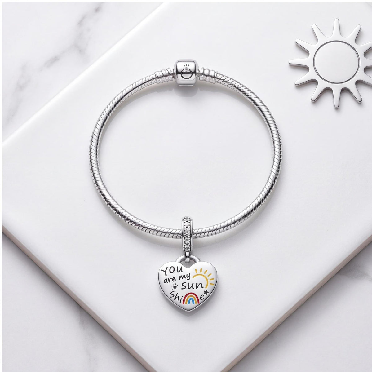 Sunshine Heart Dangle, sterling silver dangle charm, photo 8