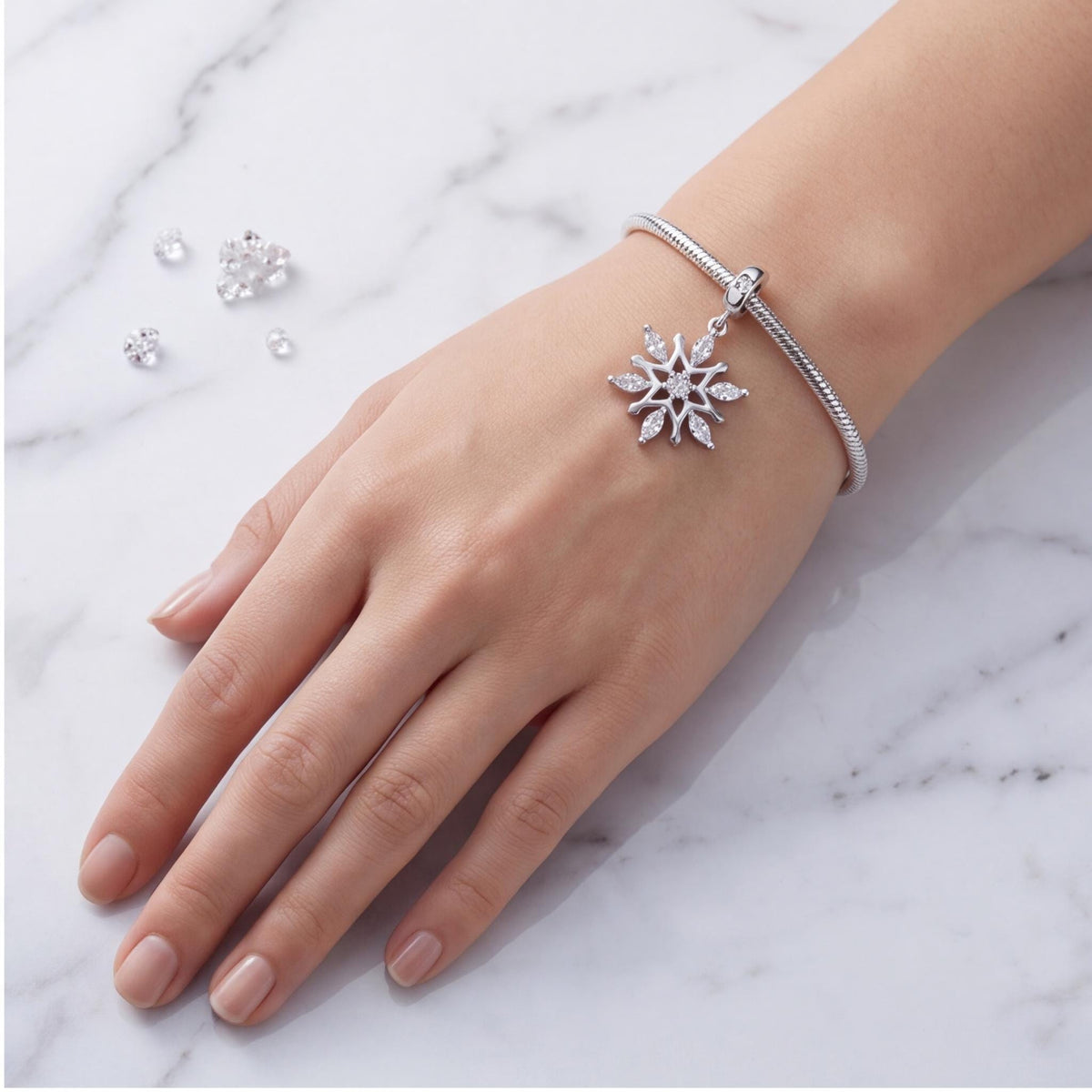 Snowflake Dangle Charm, sterling silver dangle charm, photo 8