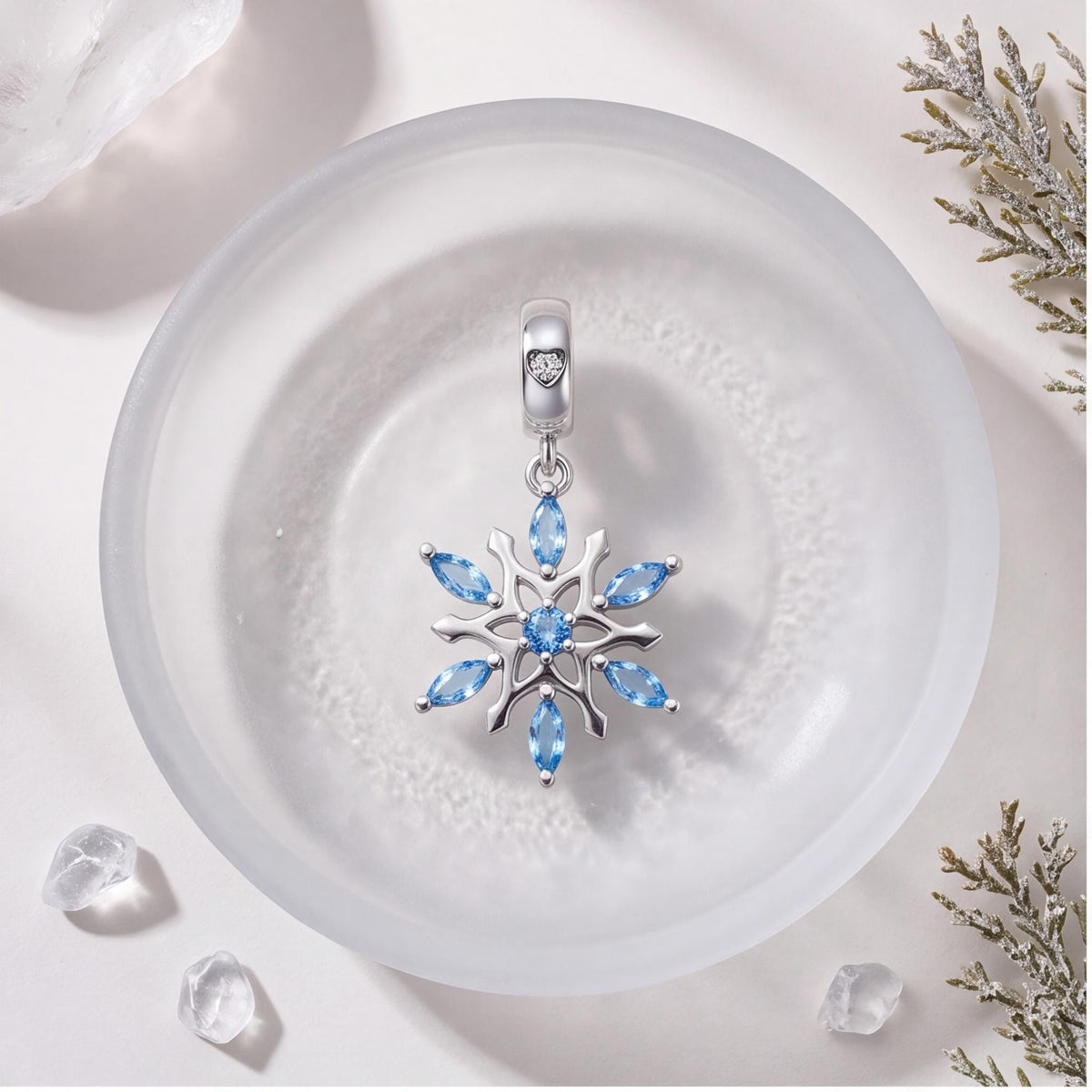 Blue Snowflake Charm, sterling silver dangle charm, photo 9