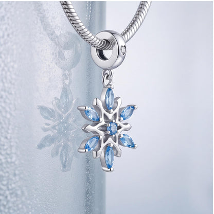Blue Snowflake Charm, sterling silver dangle charm, photo 8