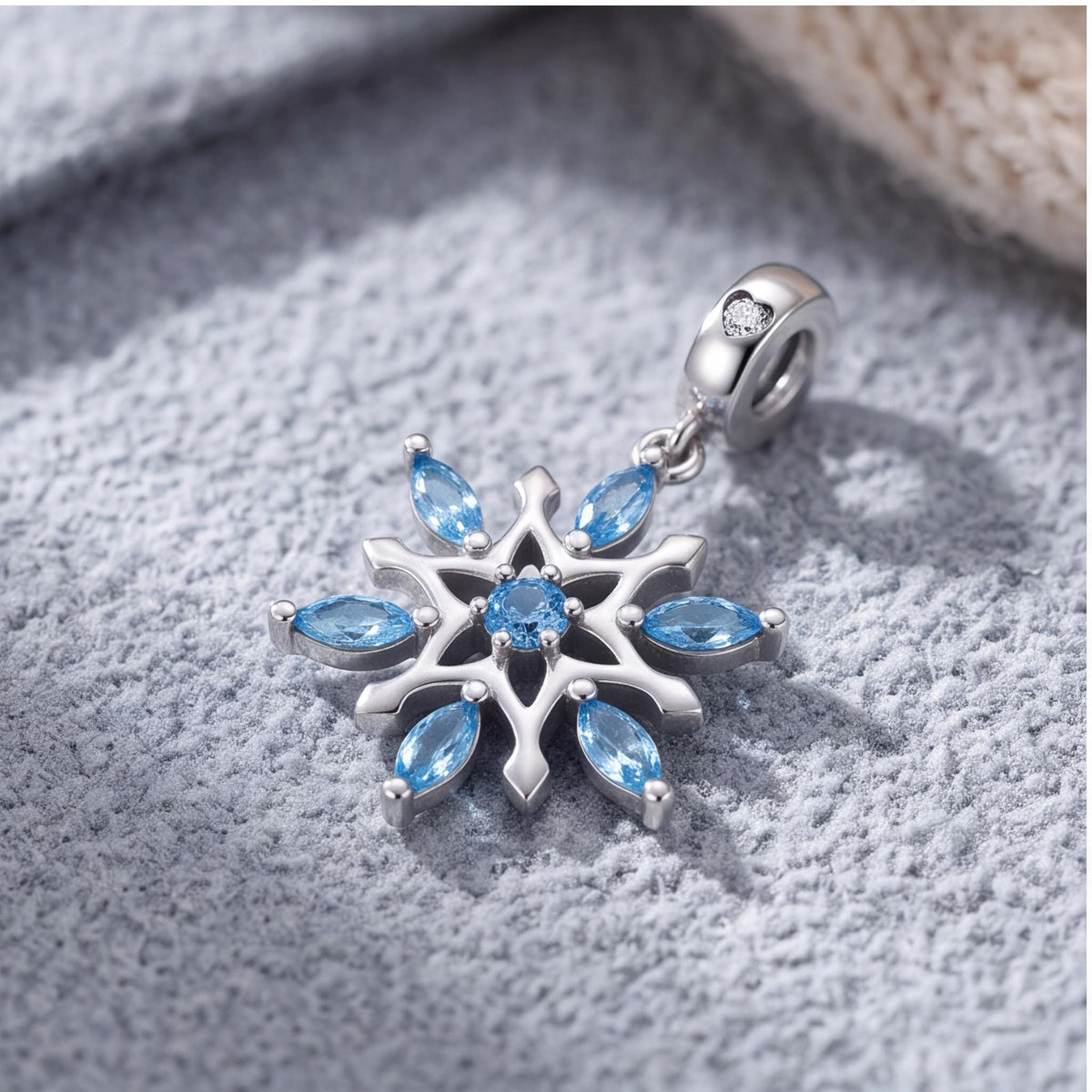 Blue Snowflake Charm, sterling silver dangle charm, photo 7
