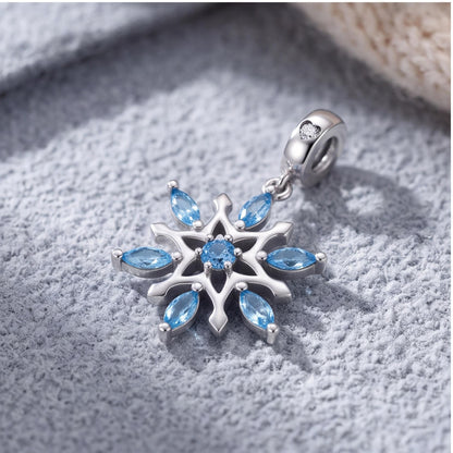 Blue Snowflake Charm, sterling silver dangle charm, photo 7