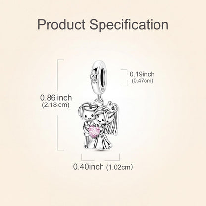 Bride and Groom Charm size and details